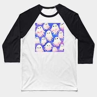 Watercolor kawaii ghosts pattern Baseball T-Shirt